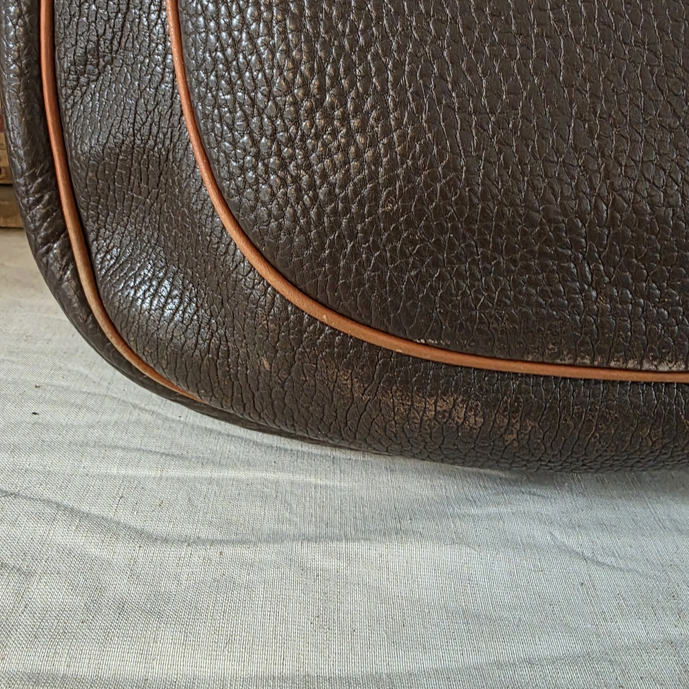 Vintage Dooney & Bourke Brown All Weather Leather Crescent Hobo - Picture 7 of 16